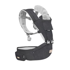 FRUITEAM - Safety-Certified Baby Carrier with Hip Seat - All Position Baby Chest Carrier - Front and Back Carry Baby Carrier Nerborn to Toddler with Head Hood, Misty Grey