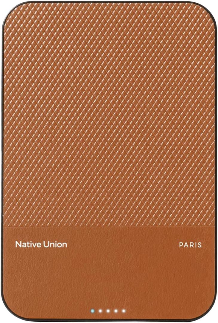 Native Union (Re Classic Power Bank | Magnetic - Qi2 MagSafe Compatible 5000mAh 15W Portable Charger - USB-C Cable Included - Compatible with iPhone Air, 17, 17 Pro Max, AirPods Pro 3 & More (Tan)