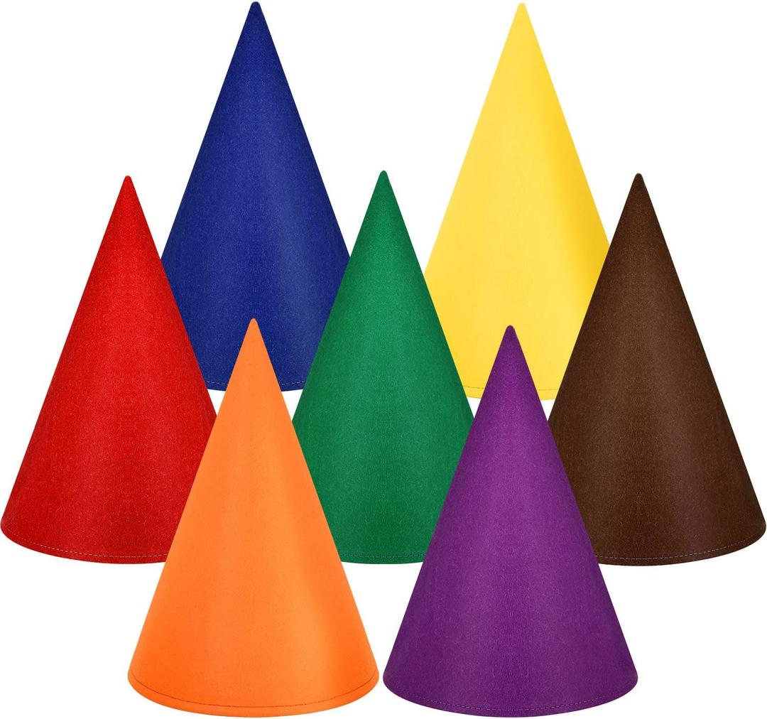 SATINIOR Gnome Hats Felt Crayon Accessory Fairy Dunce Witch Dwarf Cone Hat for Adult Halloween Christmas (Multicoloured)