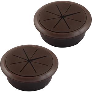 2-3/8" (60 mm) Desk Cable Grommet Hole Cover Kit Brown - Detachable ABS Plastic Cord Organizer for Office & Home Table(2 Pack)