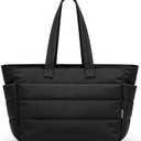 bagasin Puffy Tote Bag for Women, Lightweight Puffy Bag with Compartments, Quilted Shoulder Bag Handbag for Travel, Work, Gym