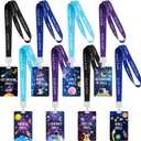 8 Set PVC Hall Pass Lanyards Outer Space Unbreakable Hall School Passes Teacher Supplies for Classroom Elementary Middle School Bathroom Library Office Nurse
