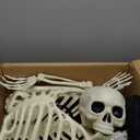 36" Halloween Skeleton - 3 ft Life Size Human Skeleton with Full Body Posable Joints - Spooky Scary Plastic Skeletons for Outdoor Decoration, Halloween Party Decor, Haunted House Props