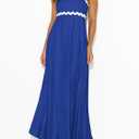 PRETTYGARDEN Womens Spaghetti Strap Maxi Dresses 2025 Summer Casual Sleeveless Smocked Boho A Line Long Flowy Beach Sundress (Blue, S)