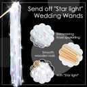Simgoing 24 Pcs Lighted Wedding Wands LED Tinsel Wands Light up Streamers Sparklers for Wedding Send Off and Exits Birthday Party Props Favors(White Tinsel)
