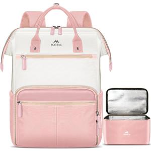 MATEIN Lunch Backpack for Women, 15.6 Inch Work Backpack with Laptop Compartment, College Computer Lunchbox Backpacks with Insulated Lunch box Meal Prep Bag for Teens Office Commute College, 2pcs Set