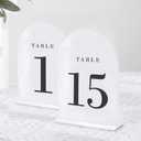UNIQOOO White Arch Wedding Table Numbers with Stands 1-15, 5x7" Acrylic Signs and Holders, Perfect for Centerpiece, Reception, Decoration, Party, Anniversary, Event (Classic White (Black Font))