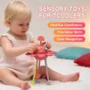 Food Grade Silicone Pull String Baby Toy, Montessori Pull String Sensory Toy for 18 Months Babies Teething Toys (Red)