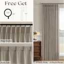 Burlywood Birch Pinch Pleated Linen Curtains 1 Panel for Living Room Bedroom Memory Training Shaped Grey Beige Pleat Drapes Taupe Light Filtering Non See Through Window Curtain Sliding Door 70x108