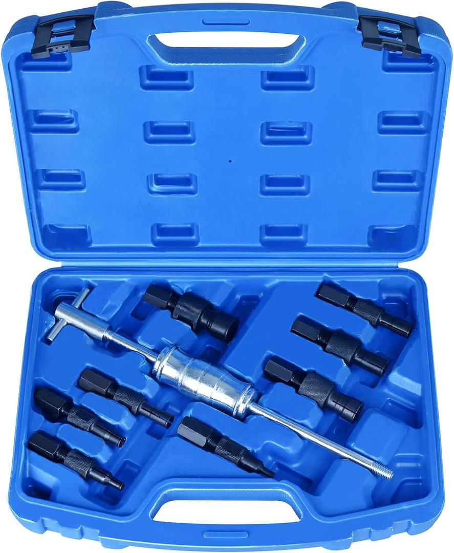 BTSHUB 9pcs Blind Hole Collet Bearing Puller Set, Slide Hammer Bearing Puller Set With Expandable Collets 8mm-32mm, Internal Bearing Extractor Puller Removal Tool Kit