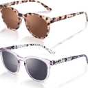 LianSan Bifocal Reading Sunglasses for Women Stylish UV Protection Sun Readers with Spring Hinge Top Clear Eyeglasses