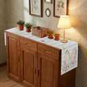 2 x Striped Bunny Rabbit Ears Flower Easter Eggs Table Runner Spring Holiday Kitchen Dining Table Decoration for Indoor Outdoor Party Decor 13 x 36 Inch (Red)