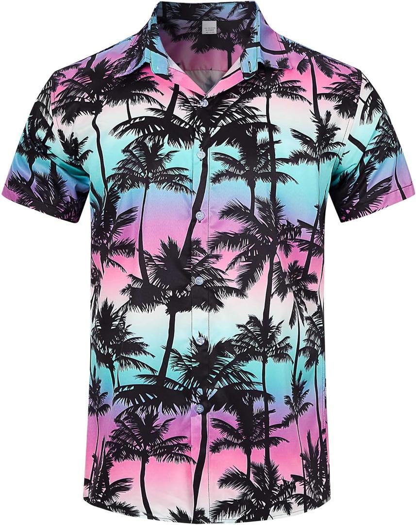 Goodstoworld Men's Novelty Hawaiian Button Down Shirts (M)