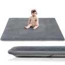 Huloo Sleep Baby Play Mat for Floor,1.3" Thick Elasti-Foam 50"×50" Playpen Mat for Tummy Time,Non-Toxic Certified Water Repellent Soft Coral Velvet for Toddler,Infant,Kids,Non-Slip Backing Safe for Crawling(Dark Grey)