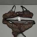 Lilosy Sexy Mesh Sheer Underwire Push Up Lingerie Set Lingerie Set (Large, Leopard)