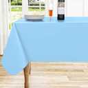 homing Rectangle Vinyl Tablecloth, Waterproof Spillproof Plastic Flannel Backed Table Cloth, Wipe Clean Table Cover for Dining, Buffet Parties and Camping (Baby Blue, 52" x 70")