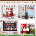 Christmas Fireplace Bulletin Board Set Cozy Christmas Vibes Classroom Decorations Colorful Banner Snowflakes Xmas Tree Gifts Snow Globe Cutouts with Buffalo Plaid Borders for Holiday Display