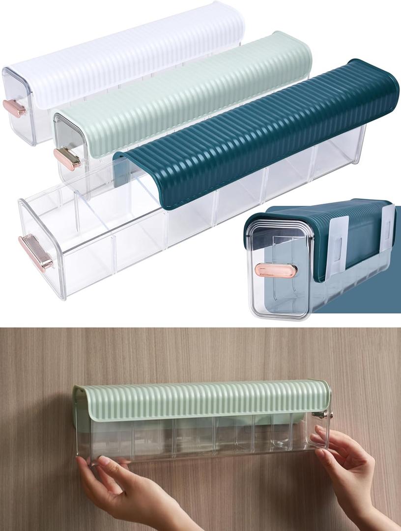 Noa Store Underwear Storage Wall Box - 14" Hx4 Lx3 W Wall Mount Storage - Set of 3 Hole-Free Installation Storage Box - Multi-functional Closet Storage Solutions - White, Blue, Green Noa Store Underwear Storage Wall Box - 14" Hx4 Lx3 W Wall Mount Storage - Set of 3 Hole-Free Installation Storage Box - Multi-functional Closet Storage Solutions - White, Blue, Green