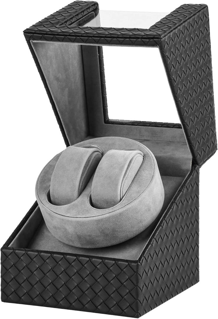 JGV Watch Winder for Automatic Watches, Automatic Deul Watch Winder Box, Premium PU Leather Rotating Watch Case, Watch Rotator with Japanese Quiet Motor, Luxurious Display Case for Automatic Watches