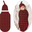 Christmas Checkered Swaddle Blankets Newborn Receiving Blanket Baby Swaddle Wrap Soft Sleeping Sack for Baby Girls Boys