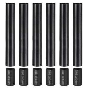 PATIKIL 6" Tall Candle Covers Sleeves, 6Pcs Metal E12 Chandelier Socket Sleeves with Insulation Heat Shrinkable Flame Retardant Tube Bulb Light Base Holder for Lamps, Black