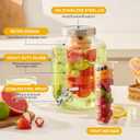 1 Gallon Glass Beverage Dispenser -Set of 2, Drink Dispenser with Stand & Fruit Infuser, Stainless Steel Spigot - Glass Drink Dispensers for Parties, Drink Dispensers with Lids for Lemonade Sun Tea