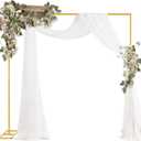 8FT Wedding Arch Round Backdrop Stand Gold Metal Circle Balloon Arch Frame Stand with Base for Wedding Ceremony Birthday Party Bridal Shower Anniversary Candy Tables Christmas Decoration