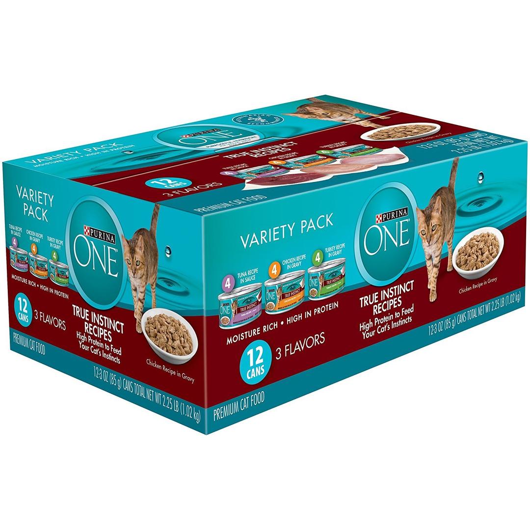 2 x Purina ONE Wet Cat Food Variety Pack, Tuna, Chicken and Turkey Recipes, (12) 3 Oz Cans
