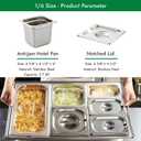 HECMAC 6 Pack 1/6 Size 6 Inch Deep Anti-Jam Hotel Pan with Notched Lid, Heavy Duty, Commercial Stainless Steel Pan, Metal Food Pan, 23 Gauge