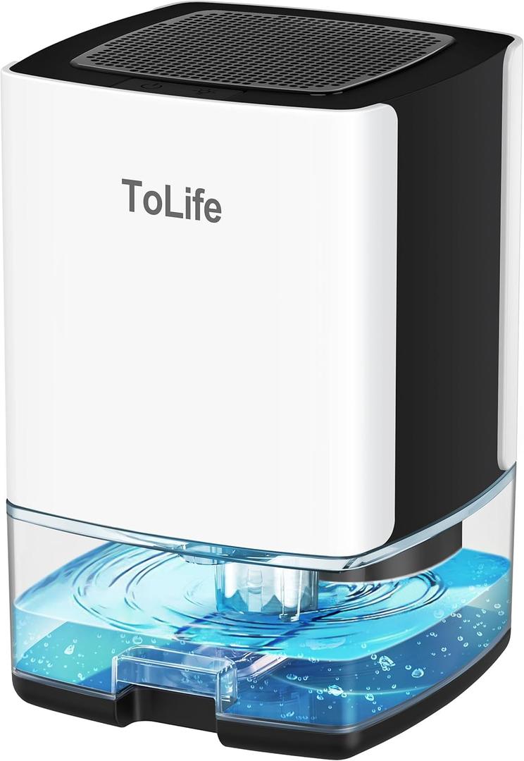 ToLife Dehumidifiers for Home 30 OZ Water Tank with Auto-Off, Portable Small Dehumidifier for Room, Bathroom, Bedroom, RV, Closet 500 sq.ft, 7 Colors LED Light (White)