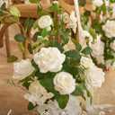 Ling's moment 17.5" Tall Standing Artificial Flowers Arrangements 4 pcs Wedding Aisle Runner Chair Decorations White Sage Centerpieces for Ceremony Reception Rose Floral Party Outdoor Decor