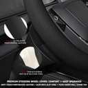Microfiber Leather Universal 14.5-15 inch Steering Wheel Cover,Easy to Install Non-Slip Breathable Steering Wheel Protector Black