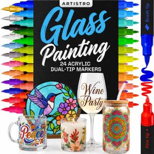 ARTISTRO 24 Glass Acrylic Paint Marker Pens - Glass Painting Kit