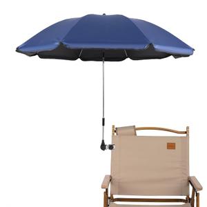 Beach Chair Umbrella with Universal Clamp, 360 Adjustable Sunshade Umbrella, Clip on Parasols for Patio, Wheelchairs, Golf Carts