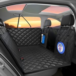 Dog Car Seat Cover for Back Seat, Hard Bottom Back Seat Extender for Dogs - Supports 400lbs,New Waterproof, Scratch Resistant, Anti Slip Portable Dog Hammock,Suitable for SUVs and TrucksALL BLACK