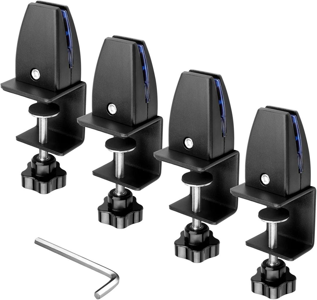 4 Pcs Desk Partition Clips, Acrylic Plastic Shield Holder, Removable Cubicle Panel Extenders Bracket with Adjustable C Clamp