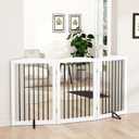 PUPETPO Freestanding Pet Gate for Dogs, Foldable Wooden Dog Gate for House Indoor, Tall Pet Fence for Stair, Doorway,Hall, Support Feet Included, 3 Panels 32",White