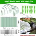 60pcs Garden Hoops for Raised Beds Wide, 8ft Greenhouse Hoops Grow Tunnel for Row Cover Netting, Adjustable Fiberglass Rust-Free Garden Bed Plant Hoops Support DIY Frame Stake for Outdoor, 40pcs Clips