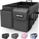 HOTOR Foldable Trunk Organizer - SUVs & Sedans, Sturdy Car Organization With 2 Compartments, Black, 23.6"14.2"10.6" (Large)