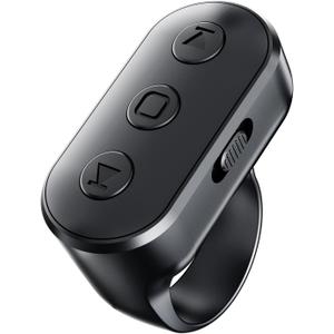 Scrolling Ring Remote for TikTok YouTube IG Shorts Video Landscape Portrait, Fingertip Wireless Scroller Page Turner Clicker for Kindle APP Compatible with iPhone iPad Android Phone Tablet (Black)