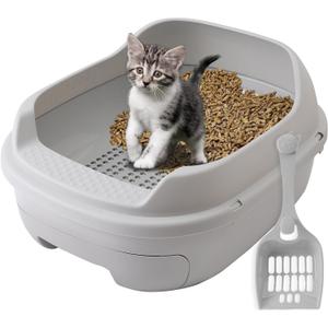 TidyFriend Sifting Cat Litter Box (Grey), Perfect for Sifting Litter Box for Pine Pellets 22 x 17.7 x 9.2 inches, Efficient sifting Litter Box System for Cats, Easy-to-Use Catbox