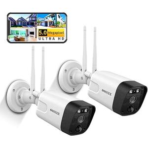 (2-Way Audio & 2-Antenna Enhance) 5MP Outdoor Wireless Security Camera System, Dual Antennas Enhanced PIR WiFi Video Surveillance Cameras
