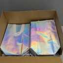 METAPRINT 100 Pcs Iridescent Glossy Gift Bags Medium Size, 8x4x10 Inch Holographic Reusable Gift Bags with Handles & Sturdy Base, Ideal for Birthday, Wedding (Prism Silver)