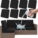 Smiry Waterproof Patio Cushion Covers, Stretch Outdoor Couch Slipcovers Replacement Washable Furniture Protector Sofa Chair Seat Cover for Dogs and Pets (8 Pcs, Black)