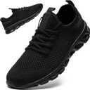 Linenghs Mens Running Shoes Tennis Gym Sneakers Casual Slip On Walking Lightweight Athletic Workout Breathable Fashion Sports Shoes,Black Size 10