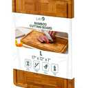 LAIFsolutions Wood Cutting Boards for Kitchen with Juice Groove, Eco-Friendly Wooden Bamboo Chopping board, Food-Safe, Non Plastic Tabla Para, Carbonized Butcher Block for Meat, Veggies Fruits, 3-Set