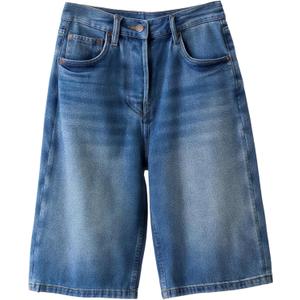 Mens Baggy Jean Shorts Loose Fit Vintage Wide Leg Jorts Y2K Streetwear Hip Hop Casual Long Denim Shorts (36 Regular, Dark Blue)