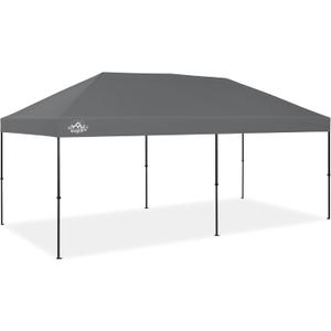 YOLI Fortitude EasyLift 200 Instant Pop-Up Canopy, 10x20 Heavy Duty Pavilion with EasyLift Tech & Heat Reflective Top  Gray