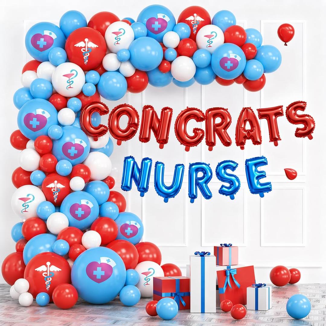 2026 Thank You Nurse Graduation Party Decorations Nurse Balloons Bulk Kits,Congrats Nurse Balloons Arch for Appreciation Nurse Week CNA RN NP LPN Party Supplies