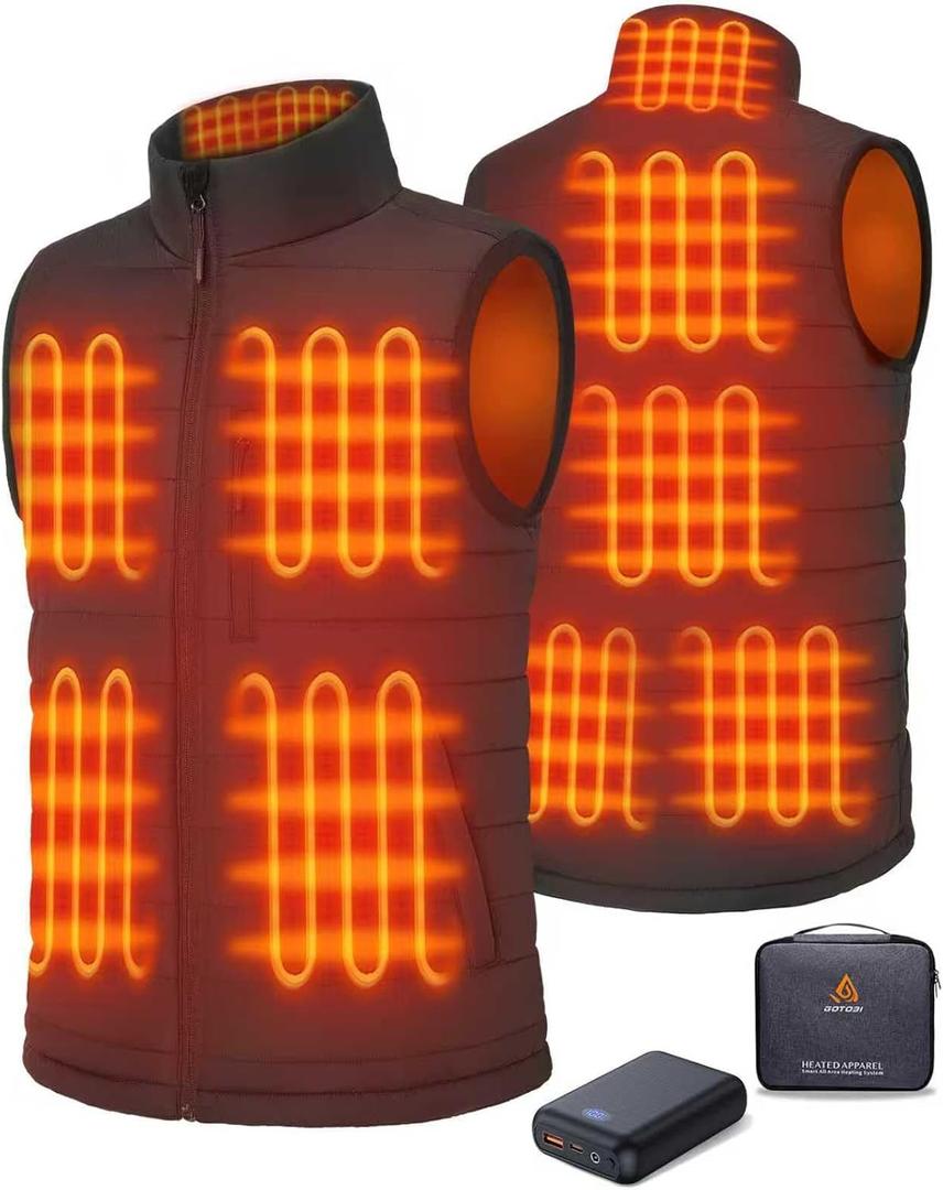 Men's Heated Vest with 16000mAh 7.4V Battery, Ergonomics Heating System, Smart Temp Control, Heated Vest for Men (Large, Black)